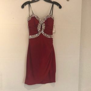 B. Darlin beaded, red strapless dress NWT. Sz. 3/4